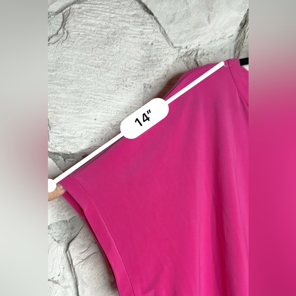 Anne Klein | Women’s Hot Pink Short Sleeve Knit Blouse w/Stretch, Size 2X - Picture 8 of 13